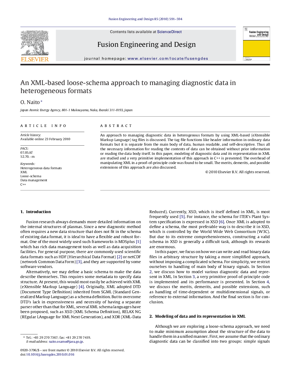 An XML-based loose-schema approach to managing diagnostic data in heterogeneous formats