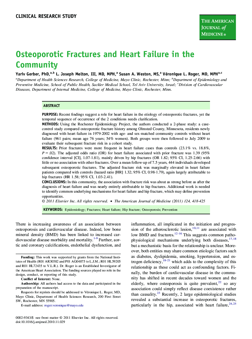 Osteoporotic Fractures and Heart Failure in the Community 