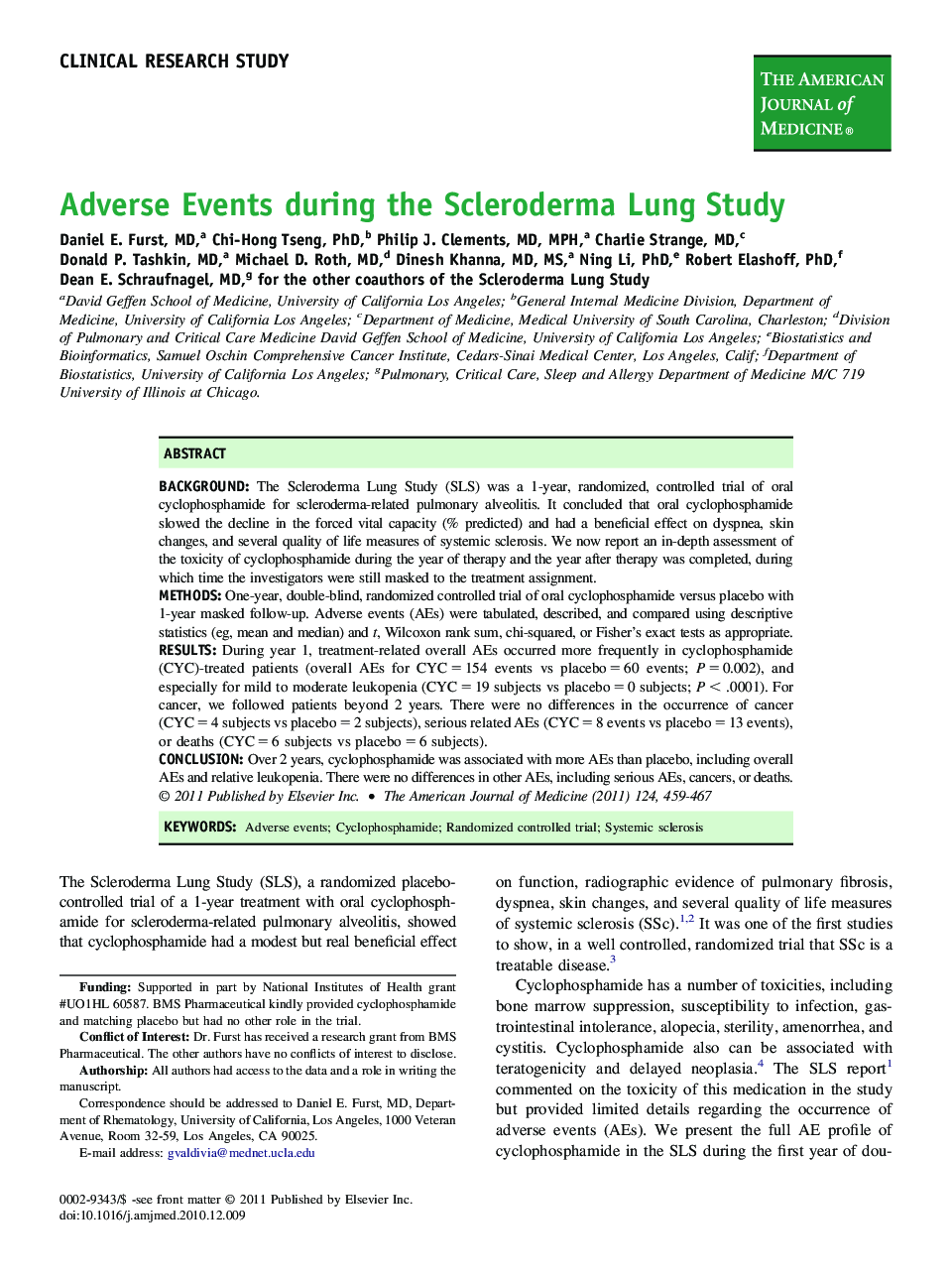 Adverse Events during the Scleroderma Lung Study 