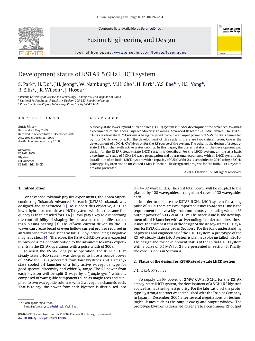 Development status of KSTAR 5 GHz LHCD system