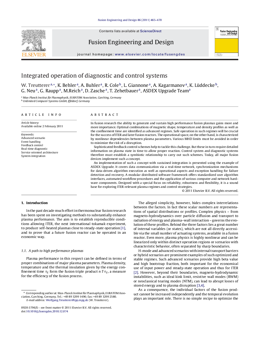 Integrated operation of diagnostic and control systems