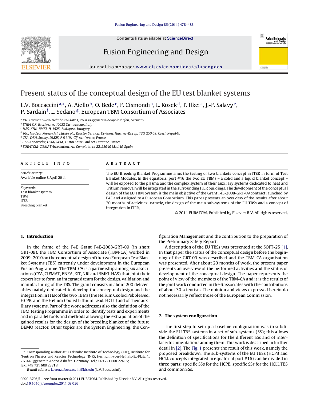 Present status of the conceptual design of the EU test blanket systems