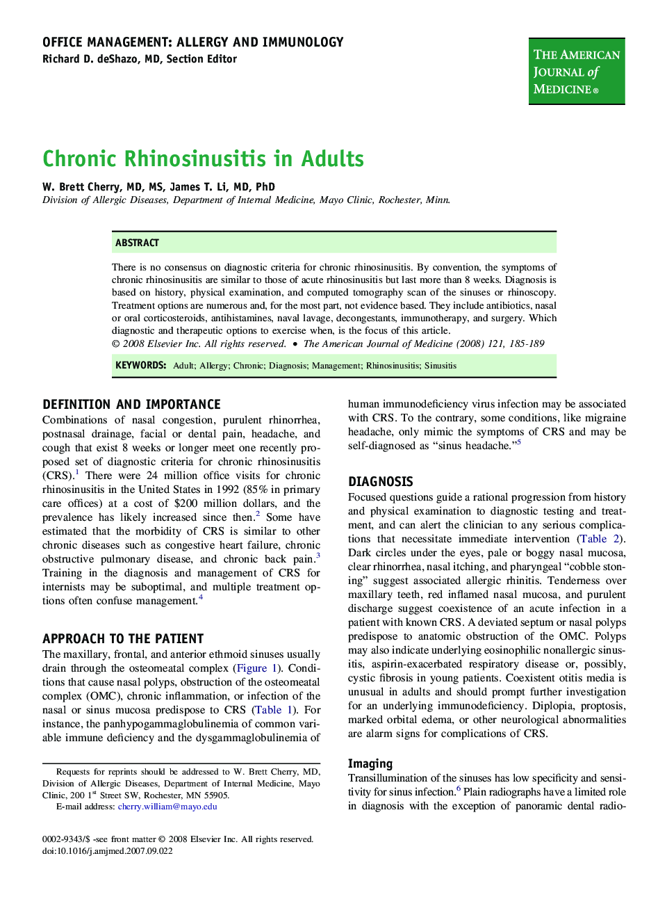 Chronic Rhinosinusitis in Adults