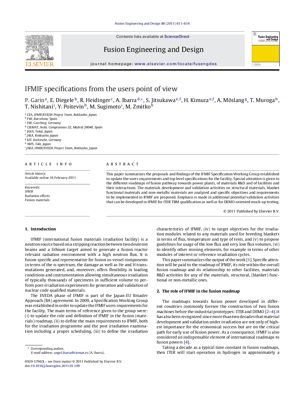 IFMIF specifications from the users point of view