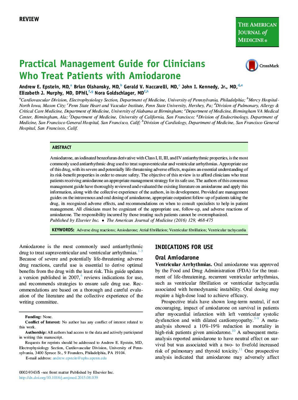 Practical Management Guide for Clinicians Who Treat Patients with Amiodarone 