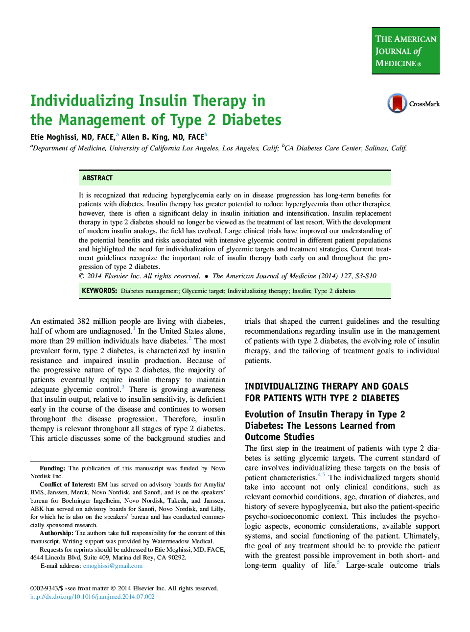 Individualizing Insulin Therapy in theÂ Management of Type 2 Diabetes