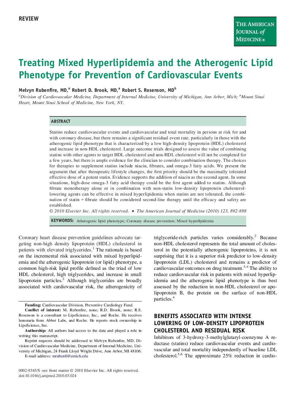 Treating Mixed Hyperlipidemia and the Atherogenic Lipid Phenotype for Prevention of Cardiovascular Events