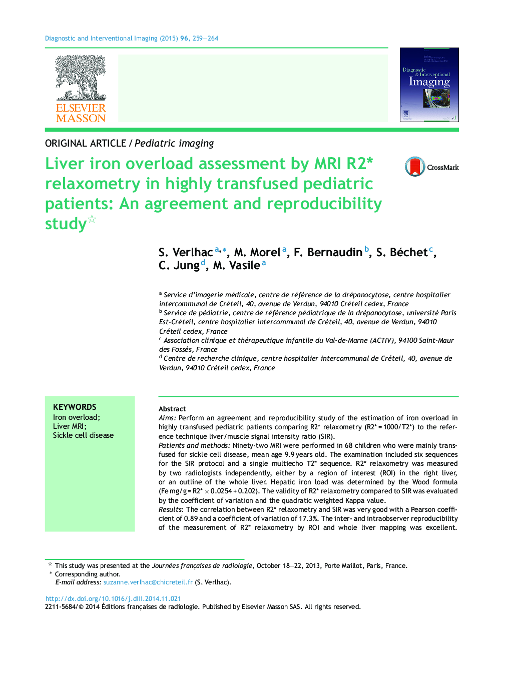 Liver iron overload assessment by MRI R2* relaxometry in highly transfused pediatric patients: An agreement and reproducibility study 