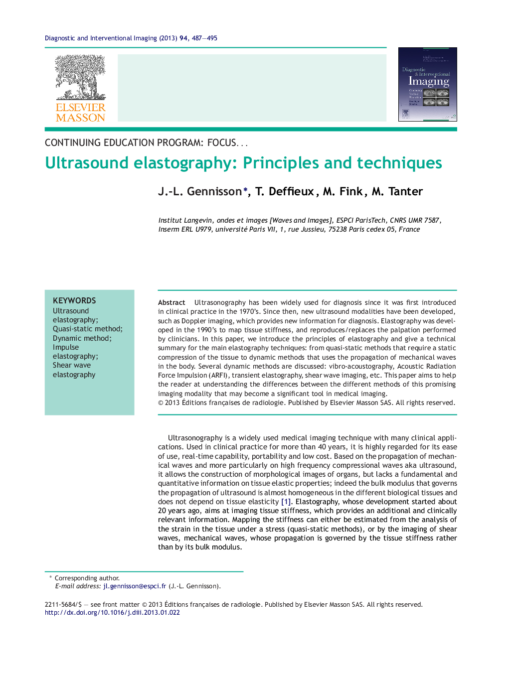 Ultrasound elastography: Principles and techniques