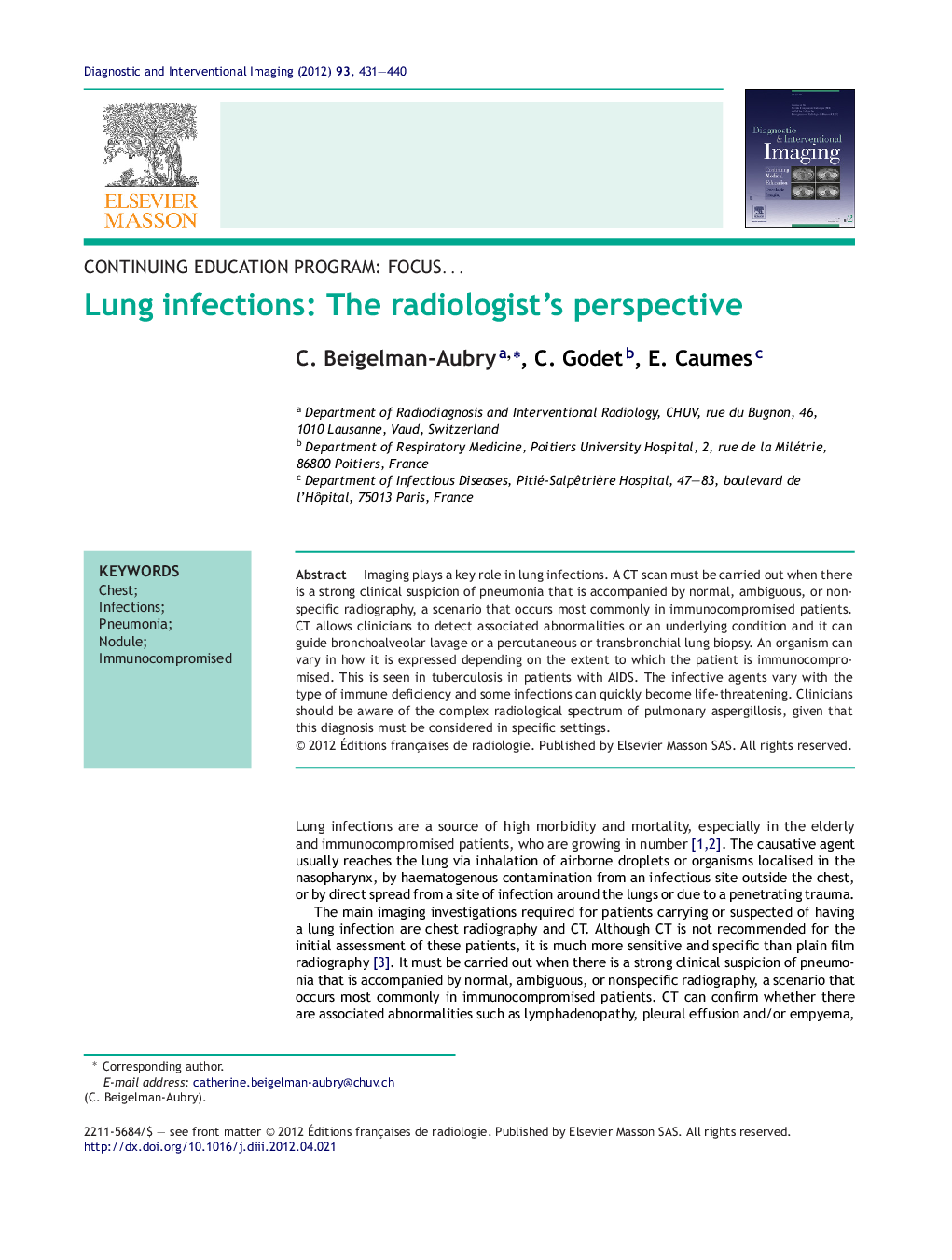 Lung infections: The radiologist's perspective