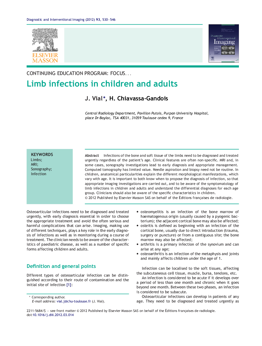 Limb infections in children and adults