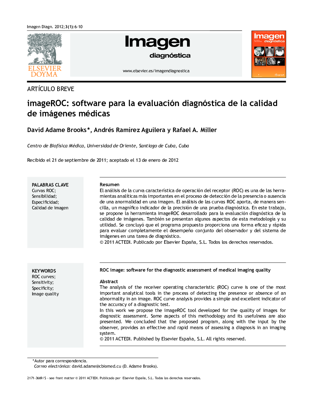 imageROC: software para la evaluación diagnóstica de la calidad de imágenes médicas