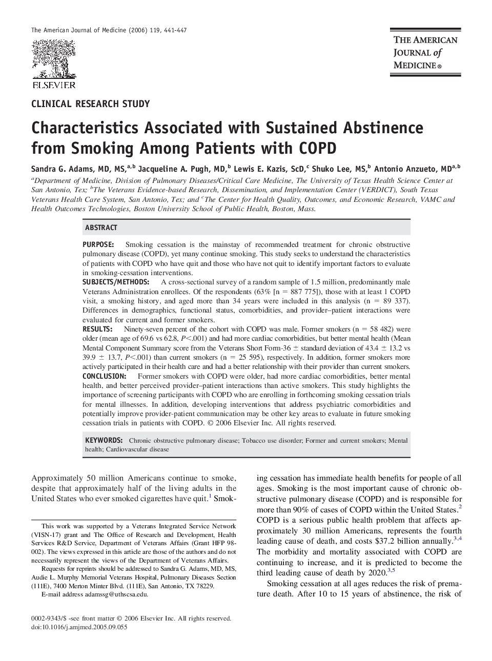 Characteristics Associated with Sustained Abstinence from Smoking Among Patients with COPD 