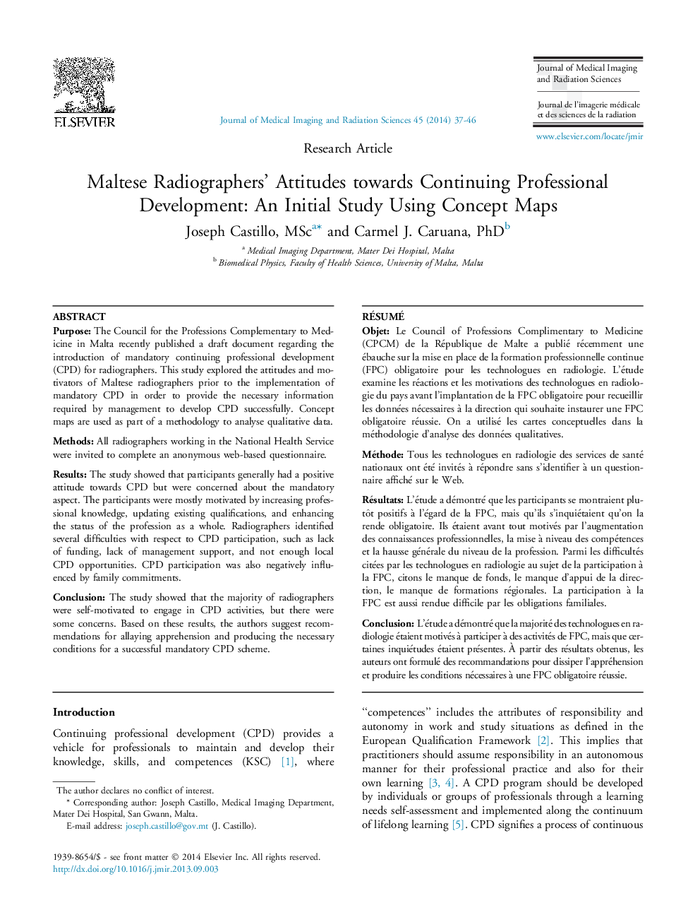 نگرش رادیوگرافیهای مالت نسبت به ادامه توسعه حرفه ای: مطالعه اولیه با استفاده از نقشه های مفهومی 