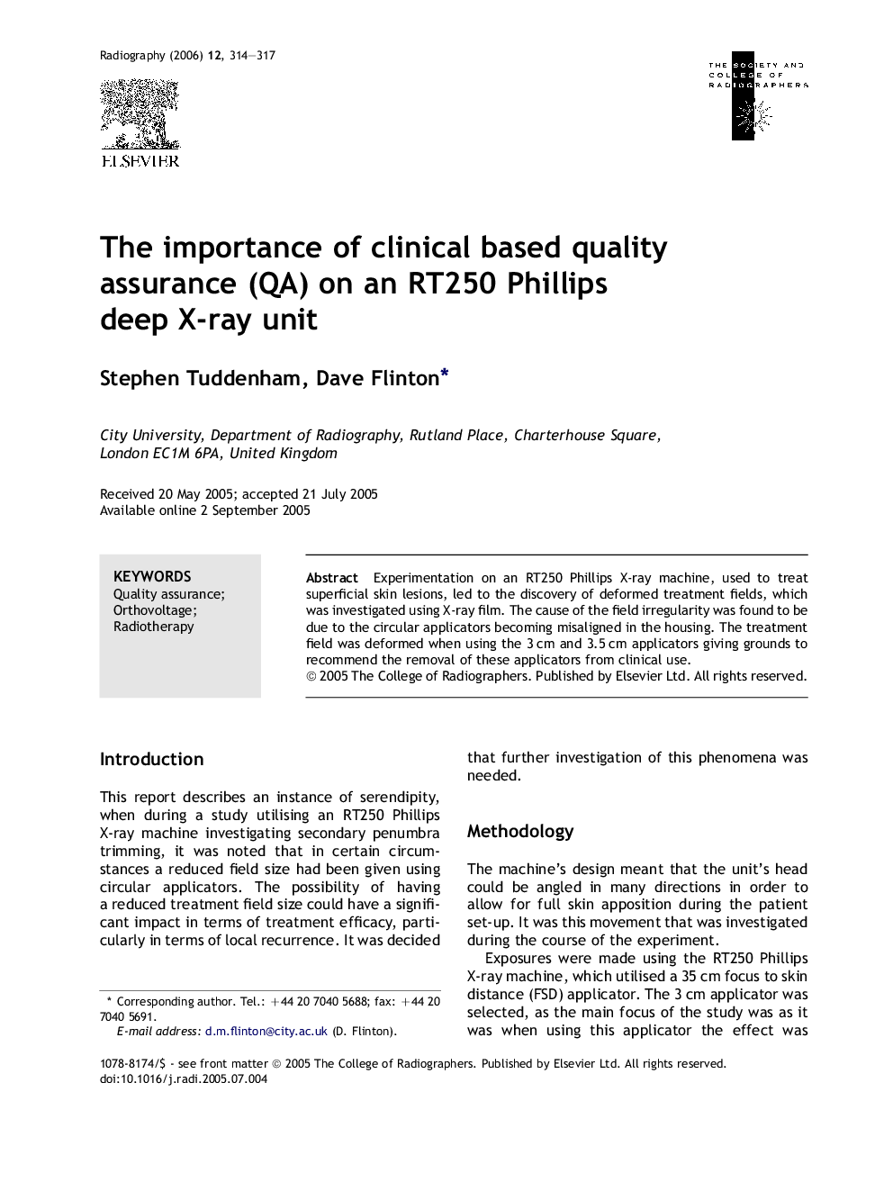 The importance of clinical based quality assurance (QA) on an RT250 Phillips deep X-ray unit