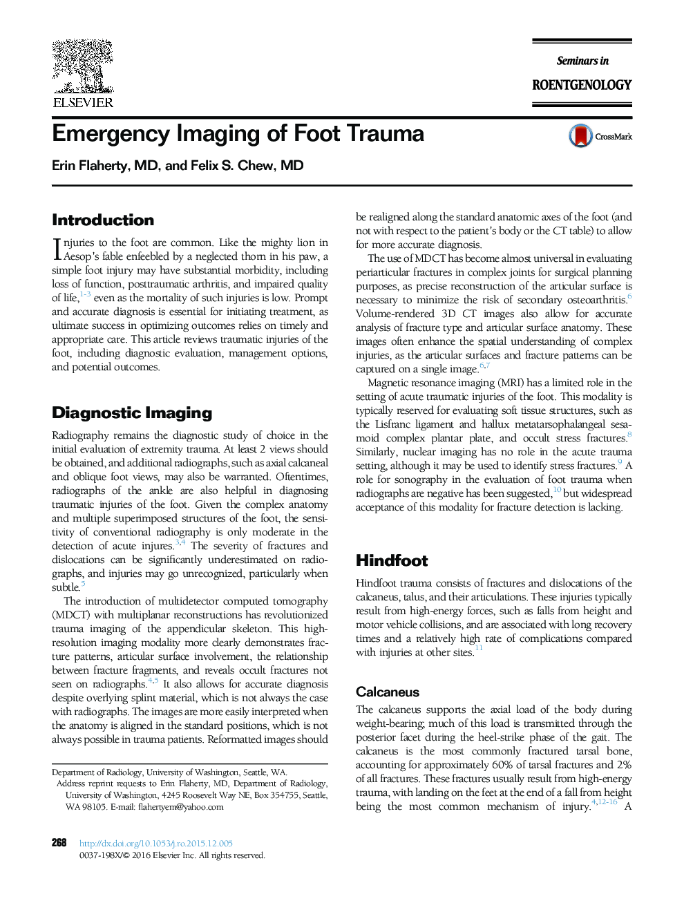 Emergency Imaging of Foot Trauma