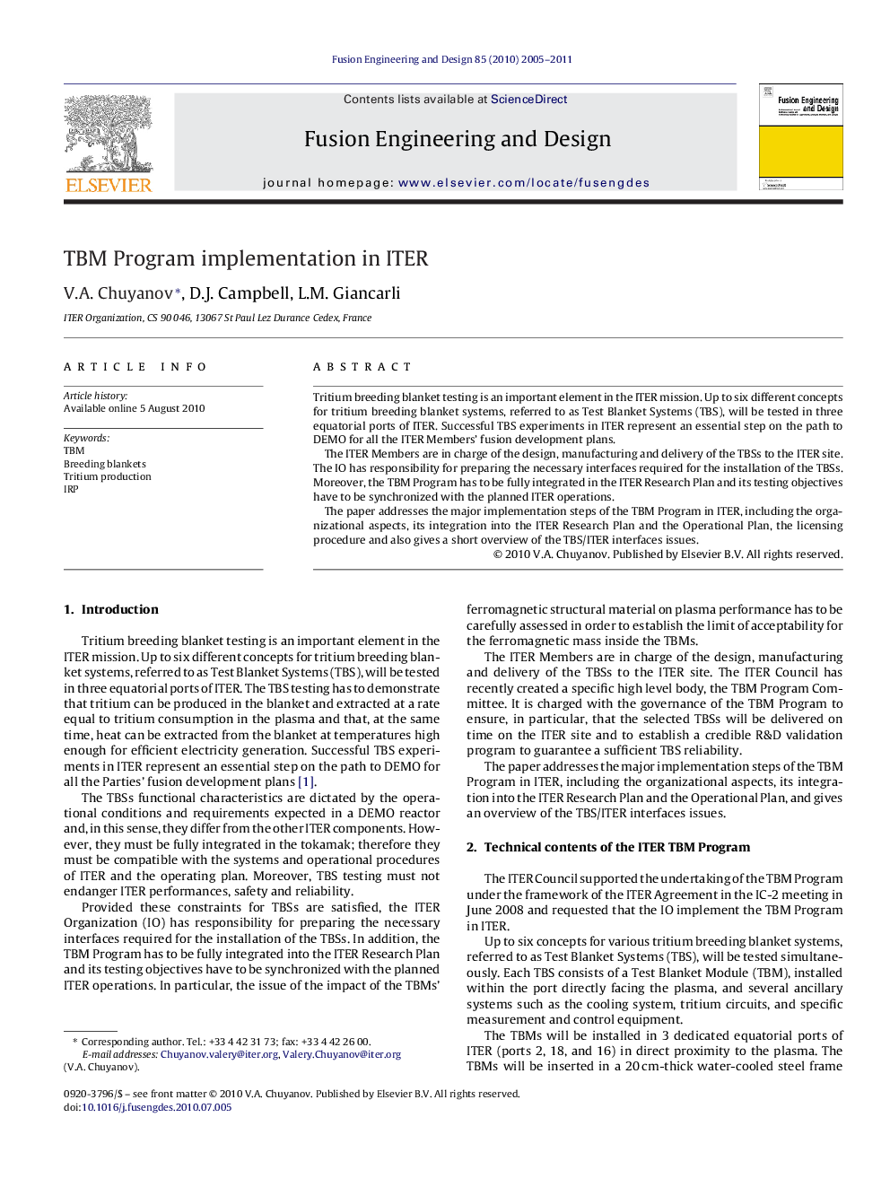 TBM Program implementation in ITER