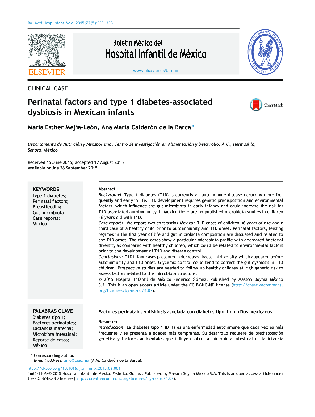 عوامل پرناتال و dysbiosis مرتبط با دیابت نوع 1 در نوزادان مکزیکی