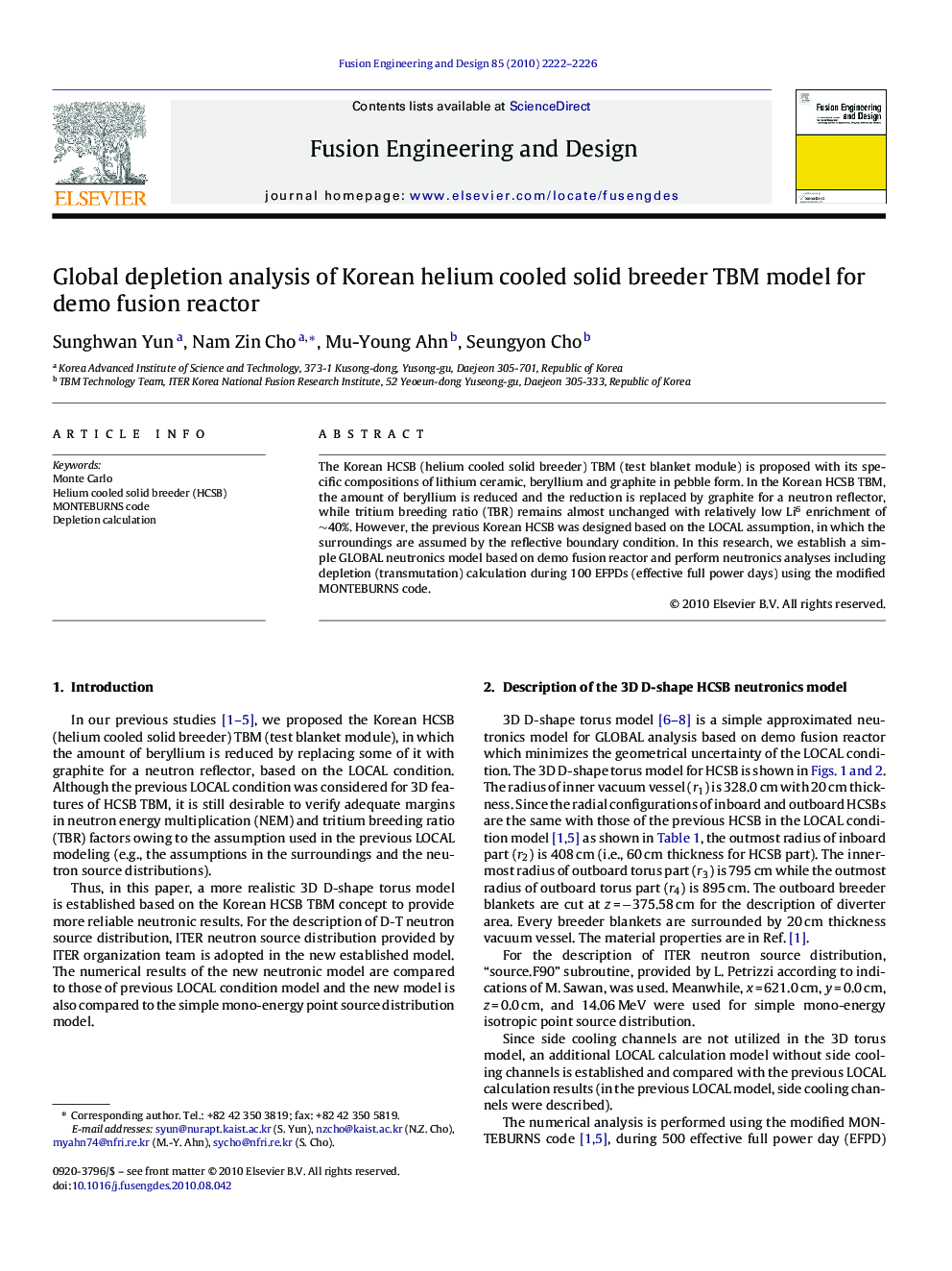 Global depletion analysis of Korean helium cooled solid breeder TBM model for demo fusion reactor