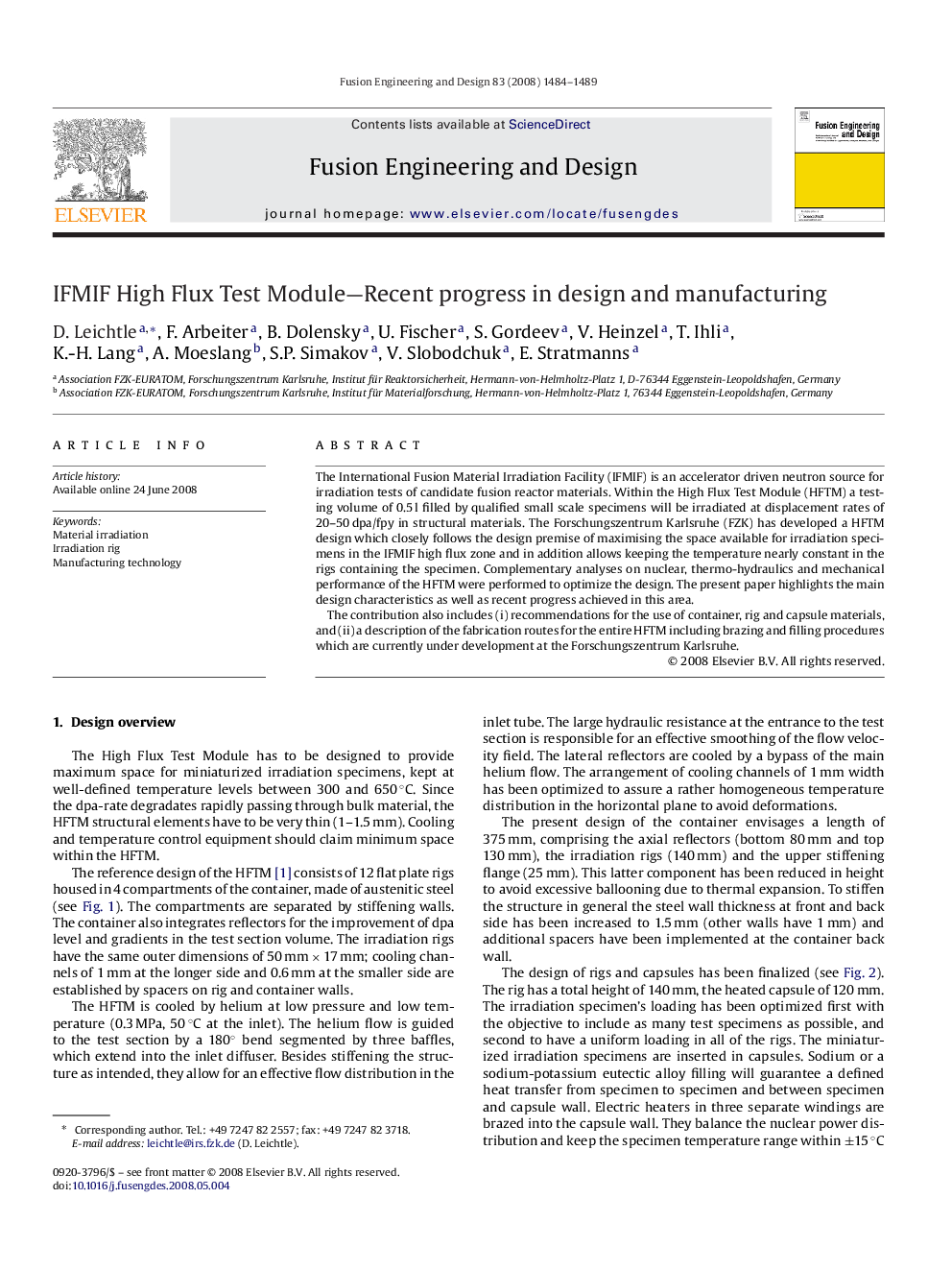 IFMIF High Flux Test Module—Recent progress in design and manufacturing