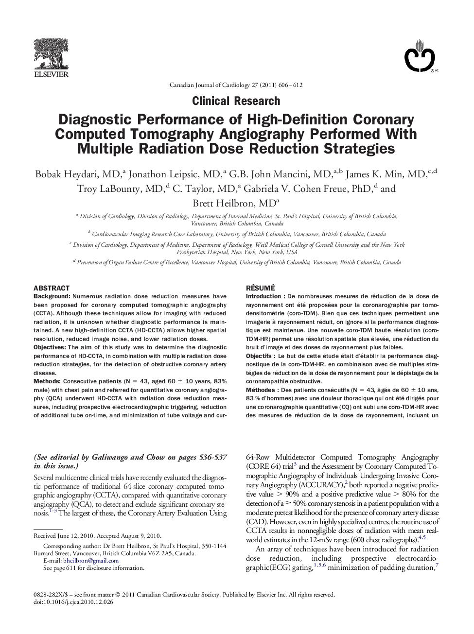 Diagnostic Performance of High-Definition Coronary Computed Tomography Angiography Performed With Multiple Radiation Dose Reduction Strategies 
