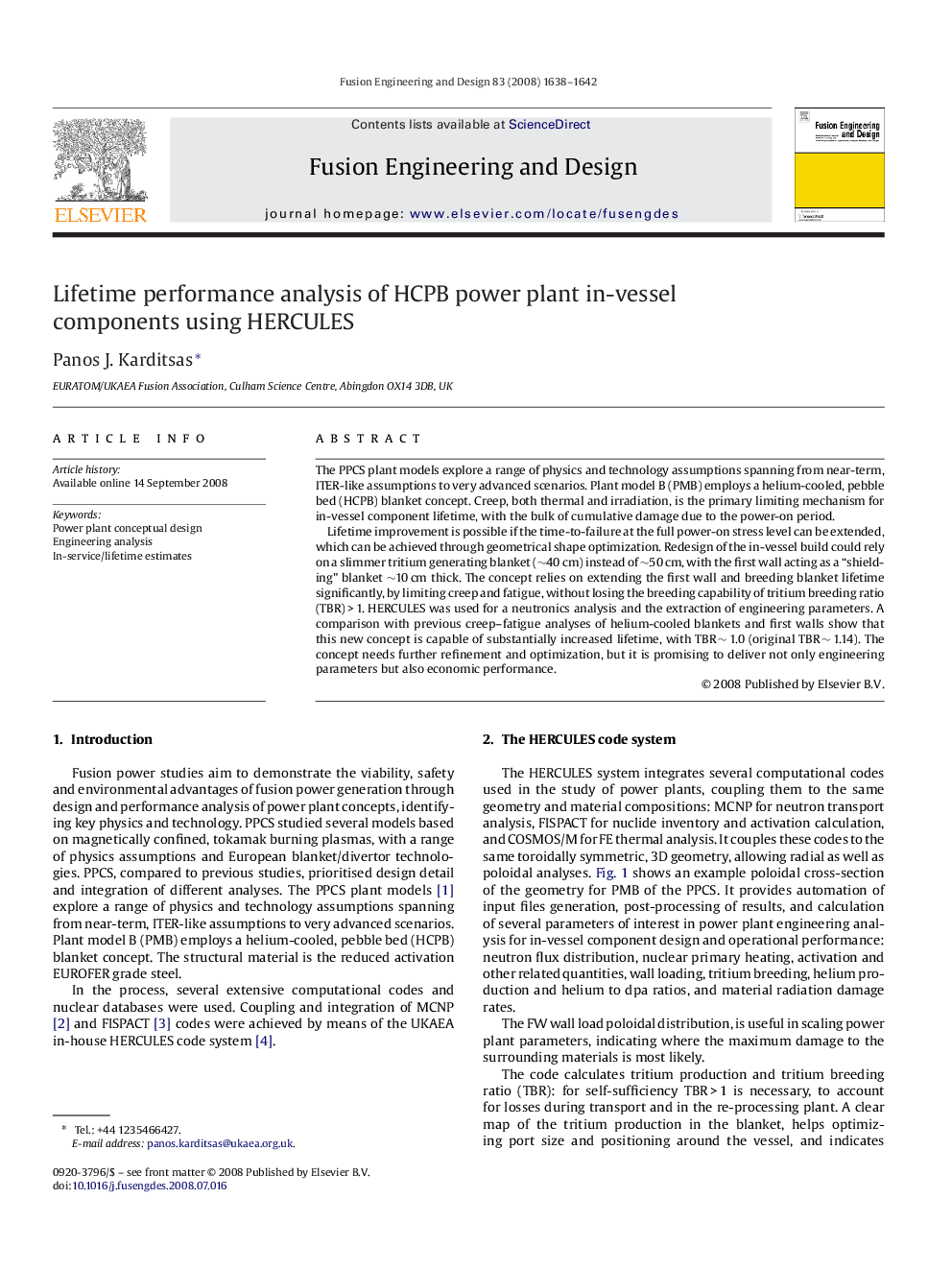 Lifetime performance analysis of HCPB power plant in-vessel components using HERCULES