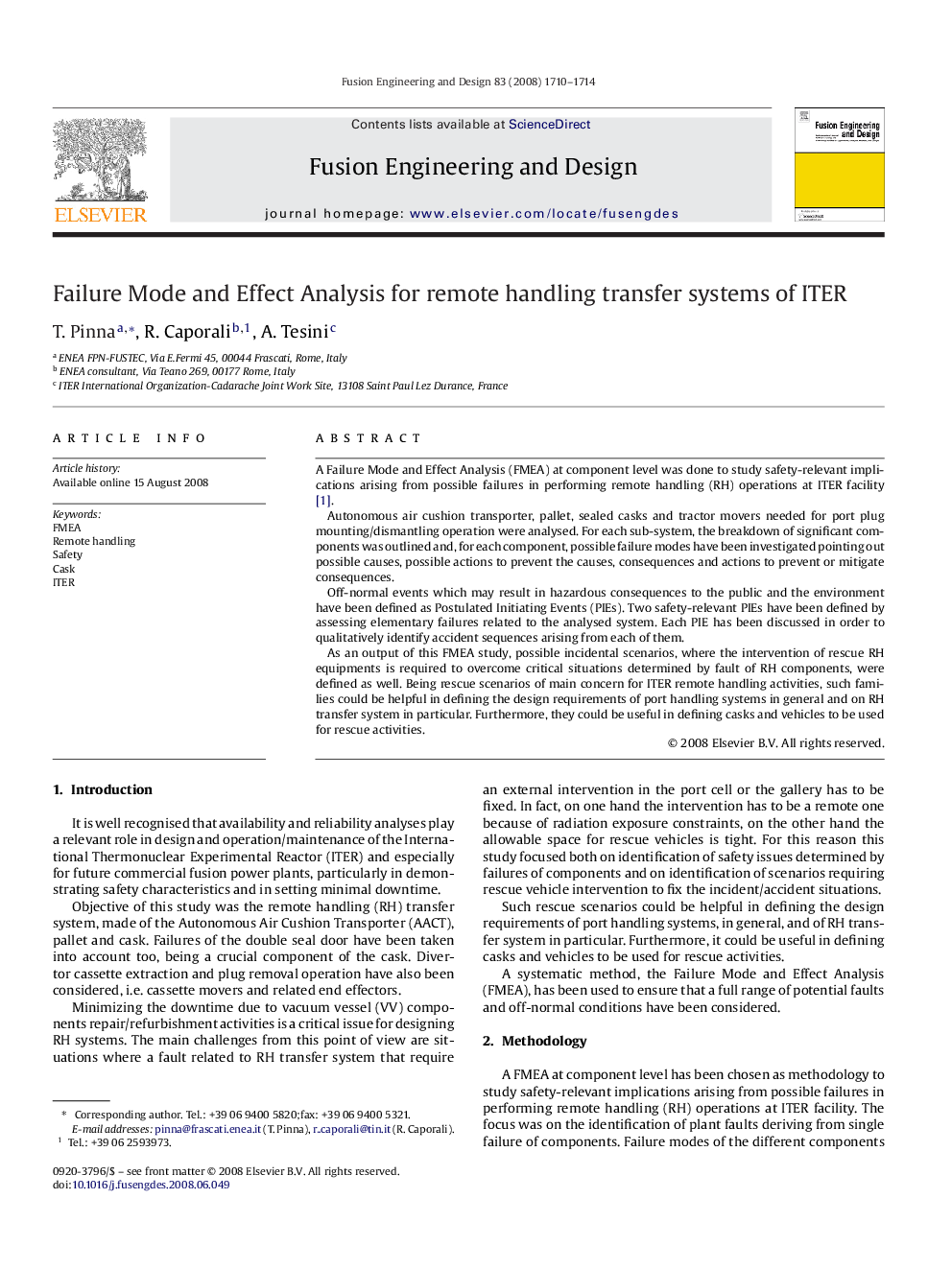 Failure Mode and Effect Analysis for remote handling transfer systems of ITER