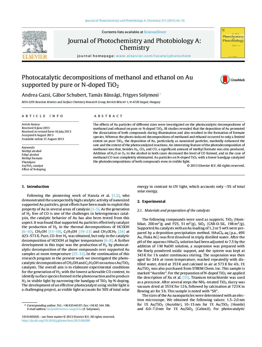 Photocatalytic decompositions of methanol and ethanol on Au supported by pure or N-doped TiO2