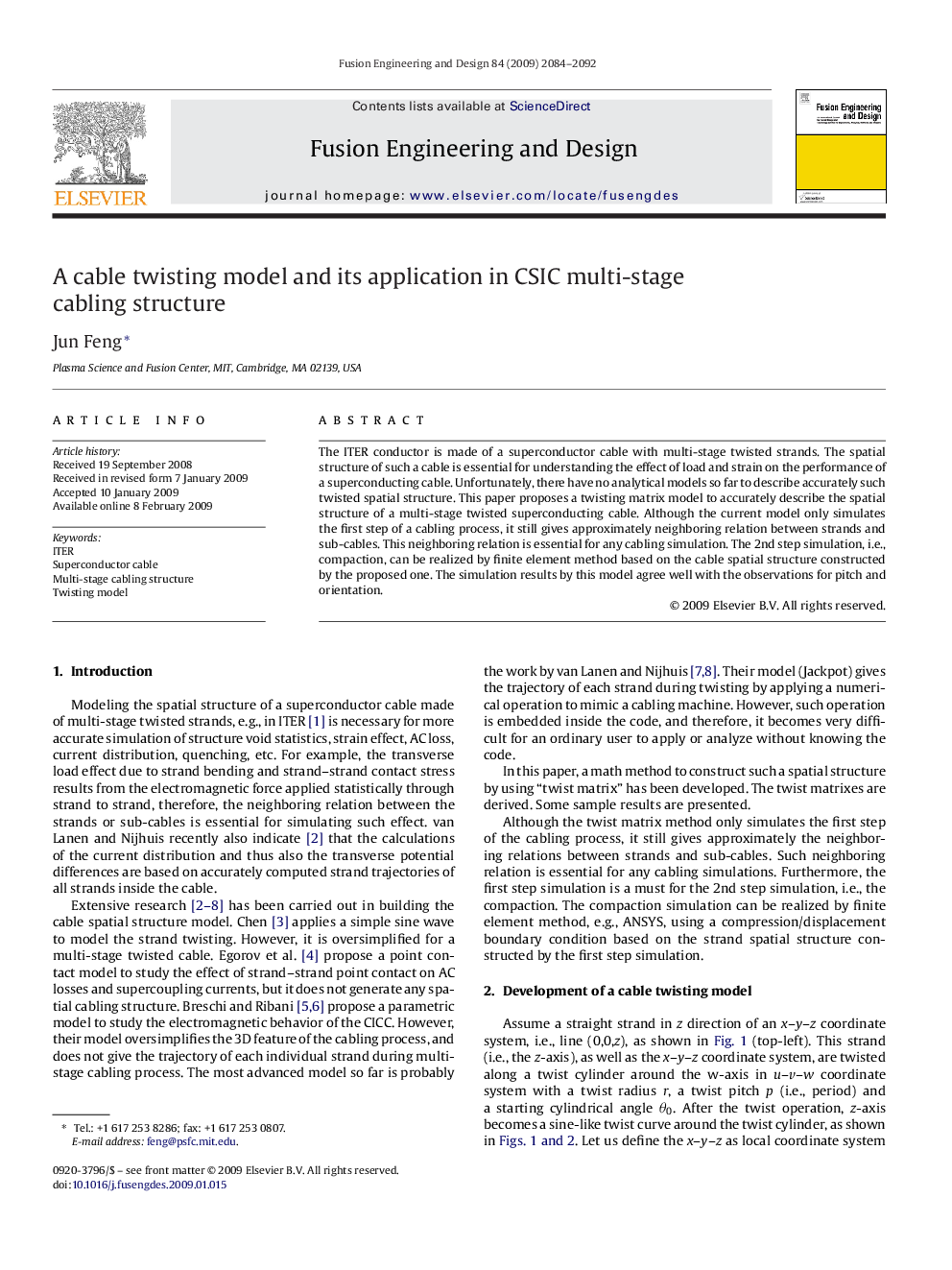 عکس صفحه اول مقاله: A cable twisting model and its application in CSIC multi-stage cabling structure A cable twisting model and its application in CSIC multi-stage cabling structure