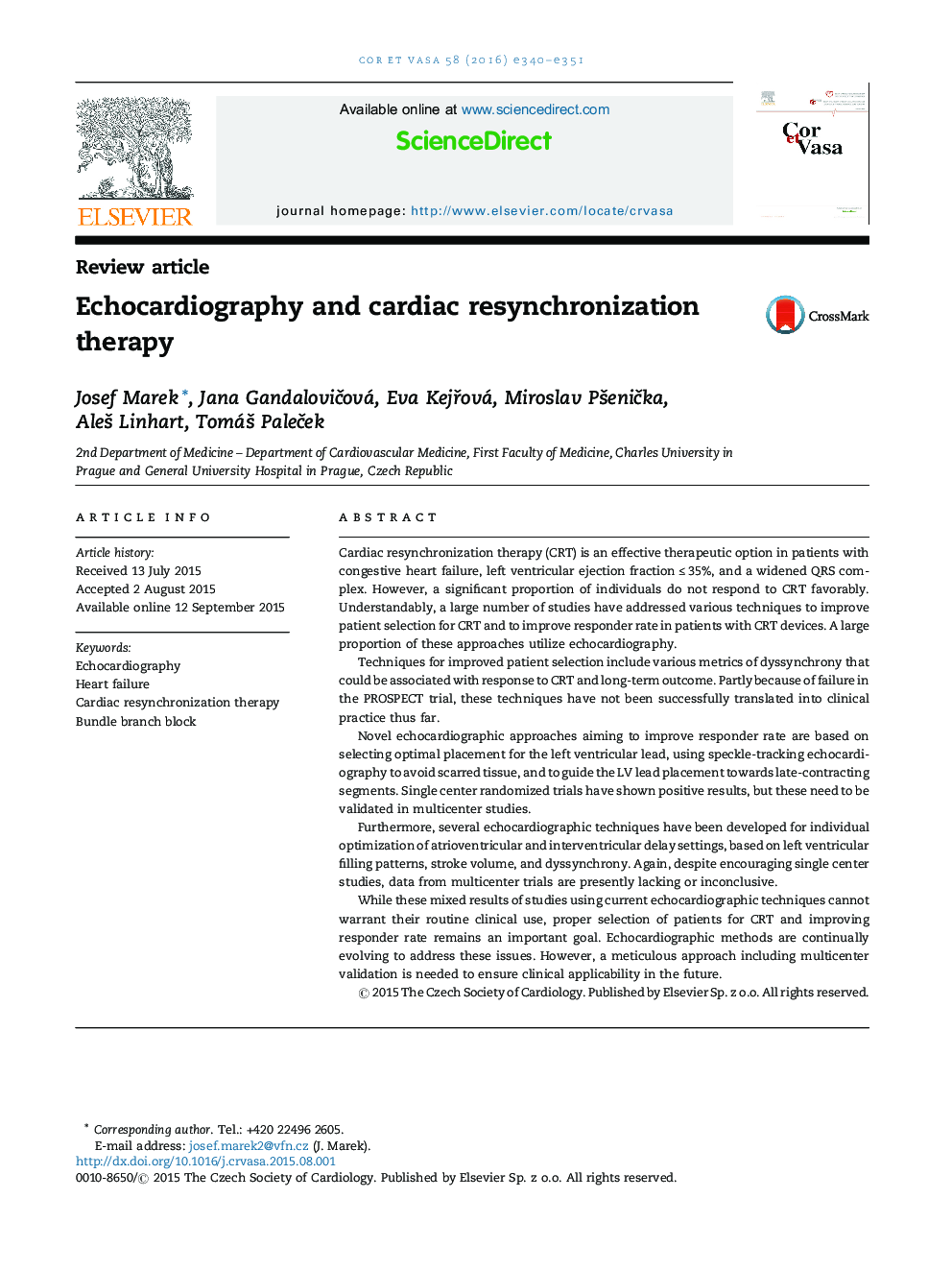 Echocardiography and cardiac resynchronization therapy