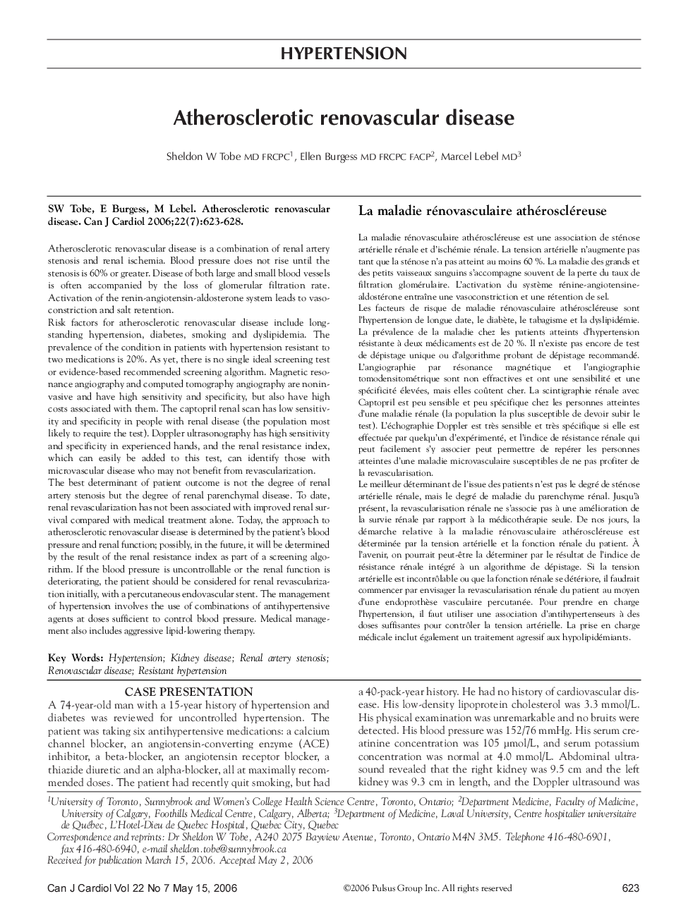 Atherosclerotic renovascular disease