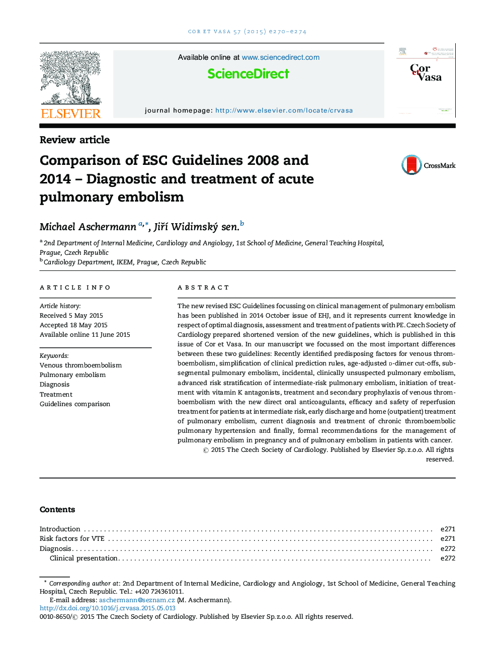 مقايسه دستورالعمل هاي ESC 2008 و 2014 - تشخيص و درمان آمبولي حاد ريوی