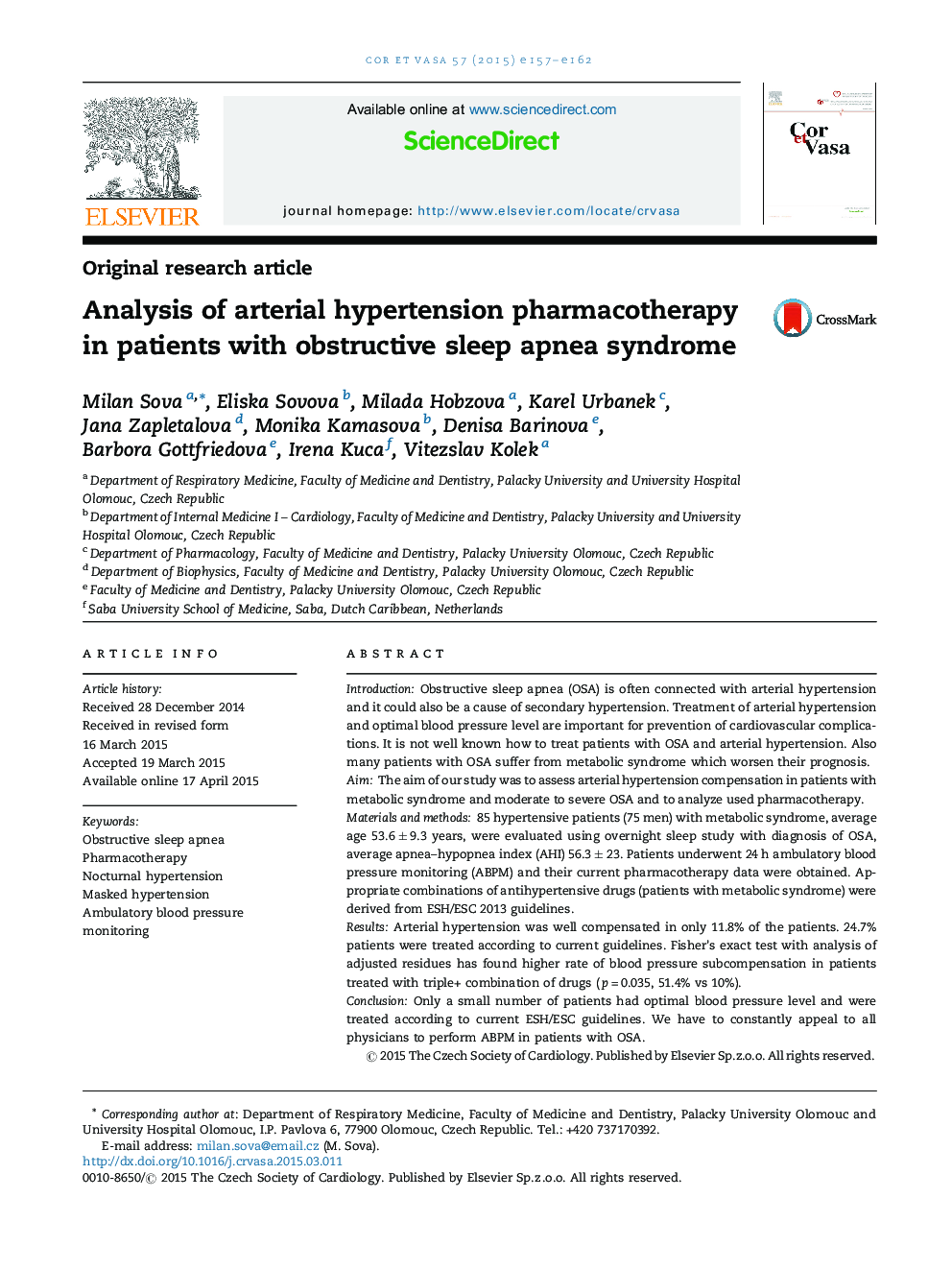 Analysis of arterial hypertension pharmacotherapy in patients with obstructive sleep apnea syndrome