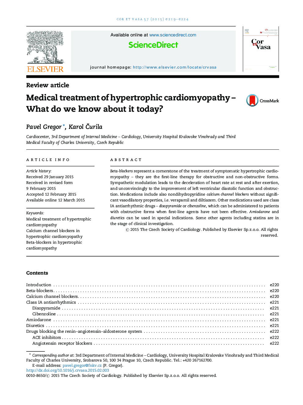 Medical treatment of hypertrophic cardiomyopathy – What do we know about it today?