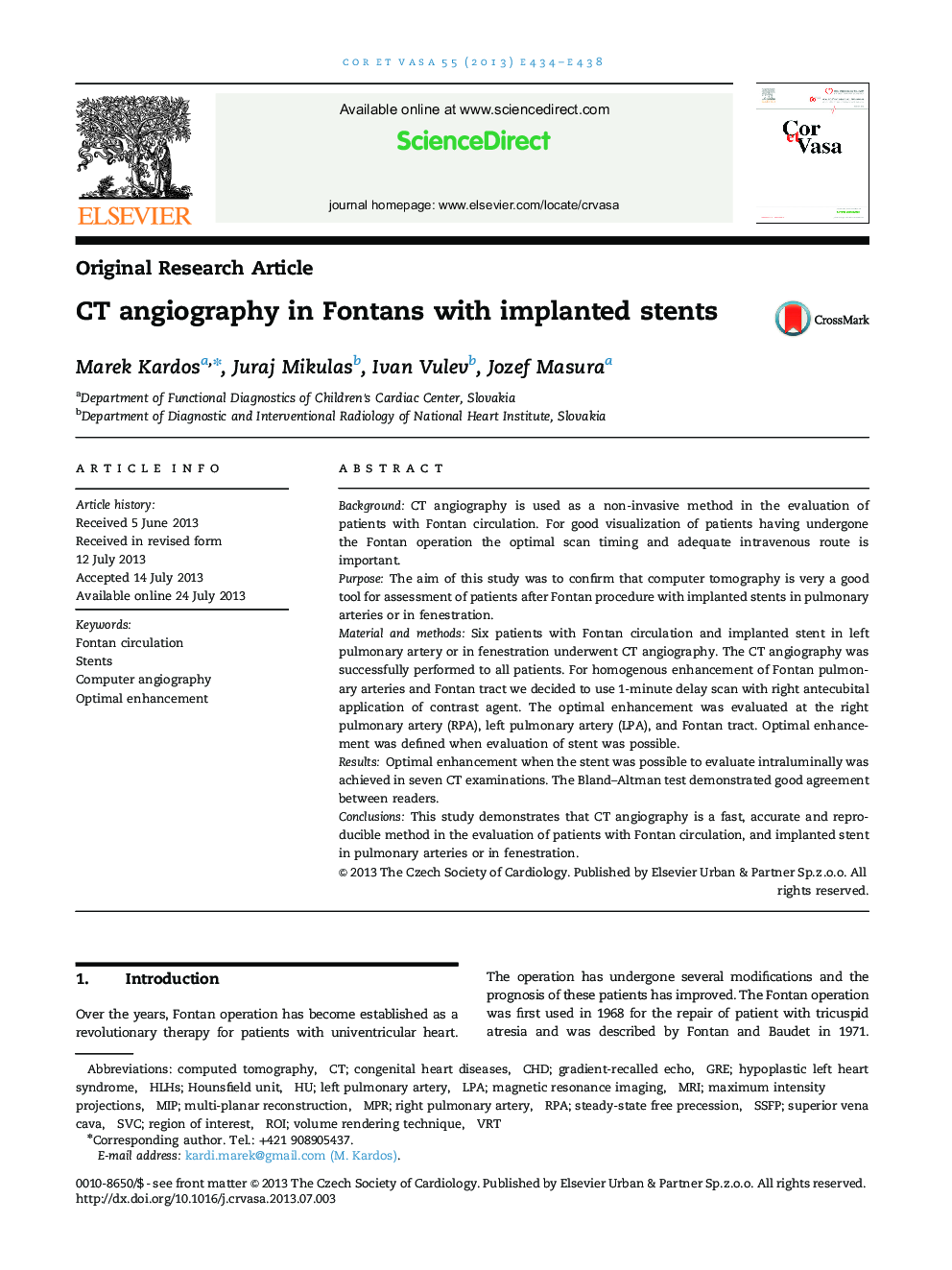 CT angiography in Fontans with implanted stents