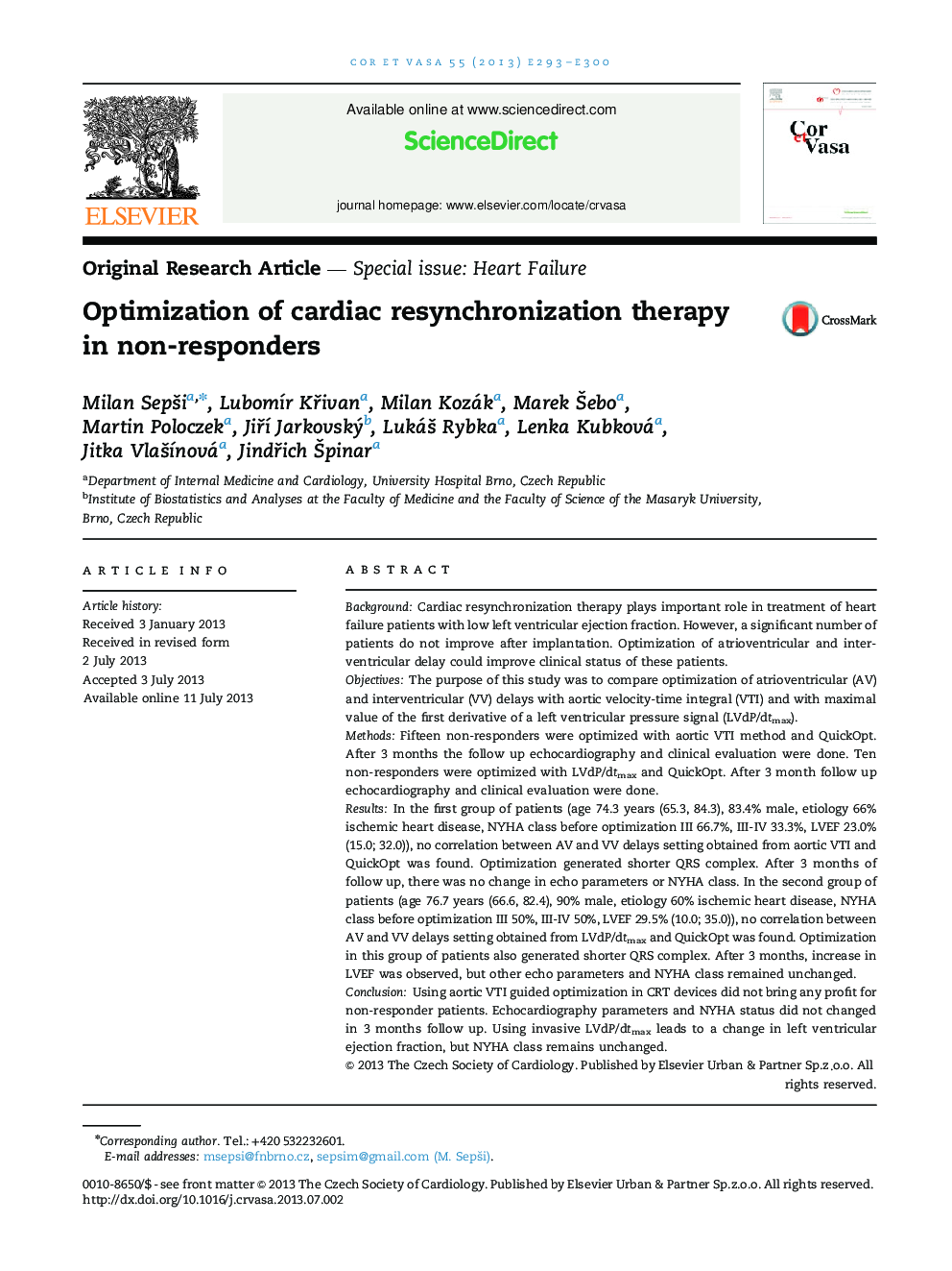 Optimization of cardiac resynchronization therapy in non-responders