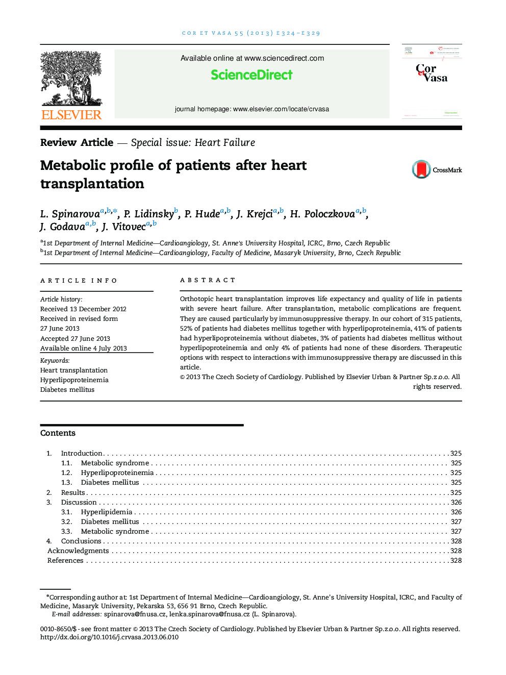 Metabolic profile of patients after heart transplantation