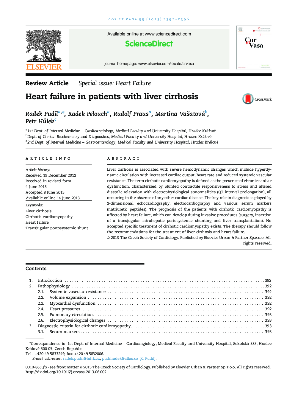 Heart failure in patients with liver cirrhosis