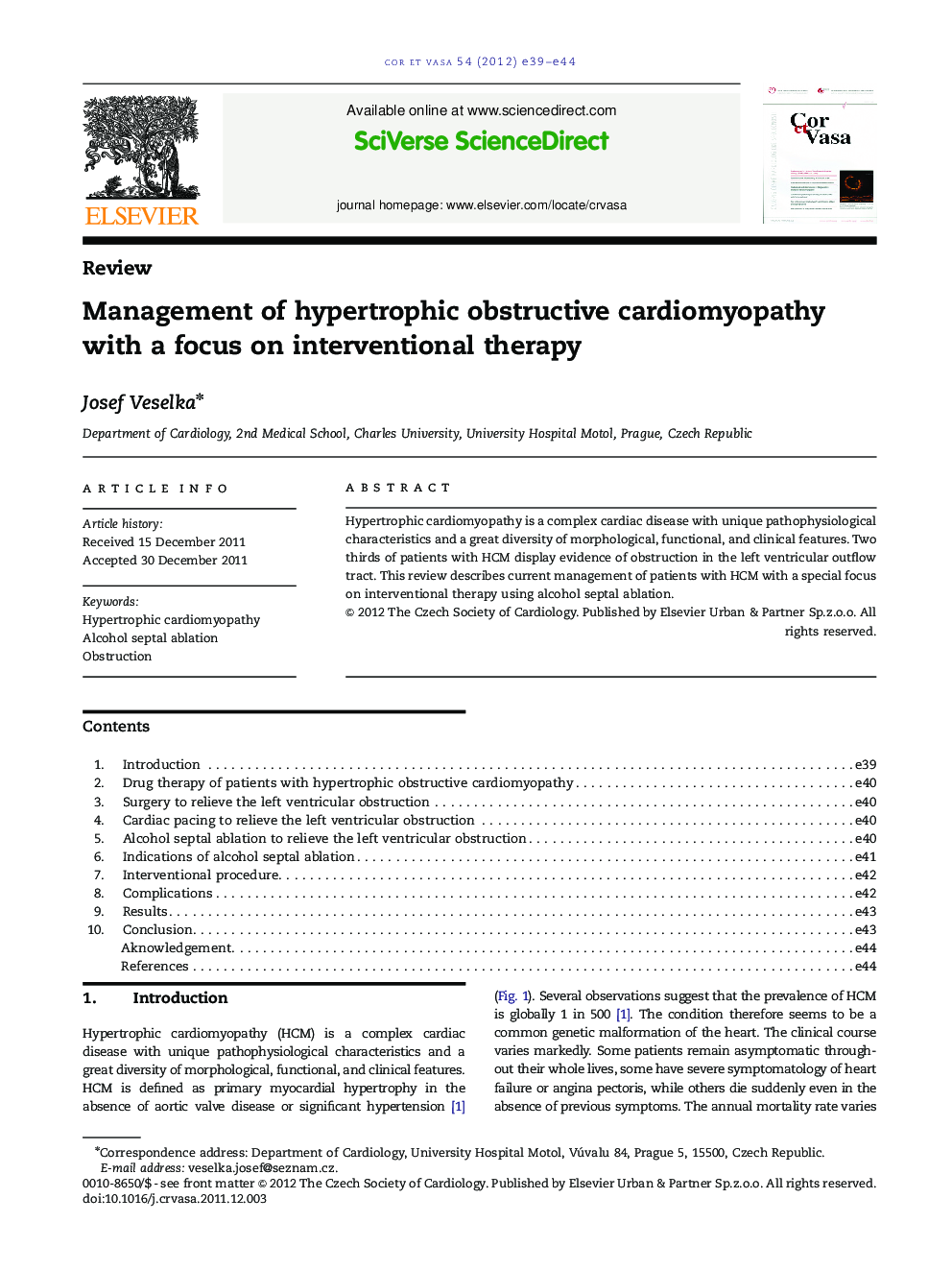 Management of hypertrophic obstructive cardiomyopathy with a focus on interventional therapy