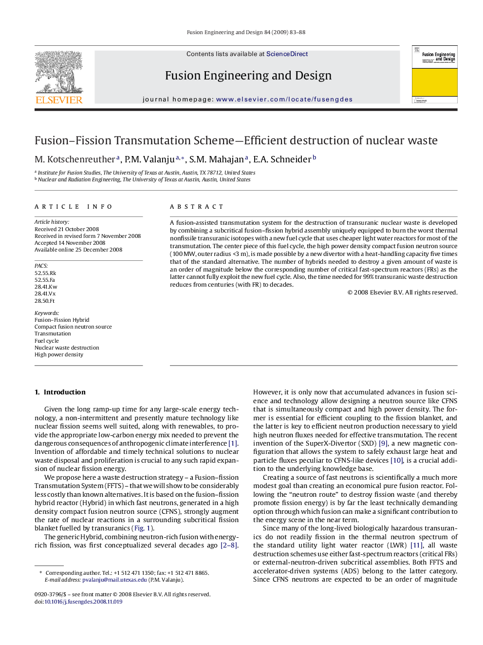 Fusion–Fission Transmutation Scheme—Efficient destruction of nuclear waste