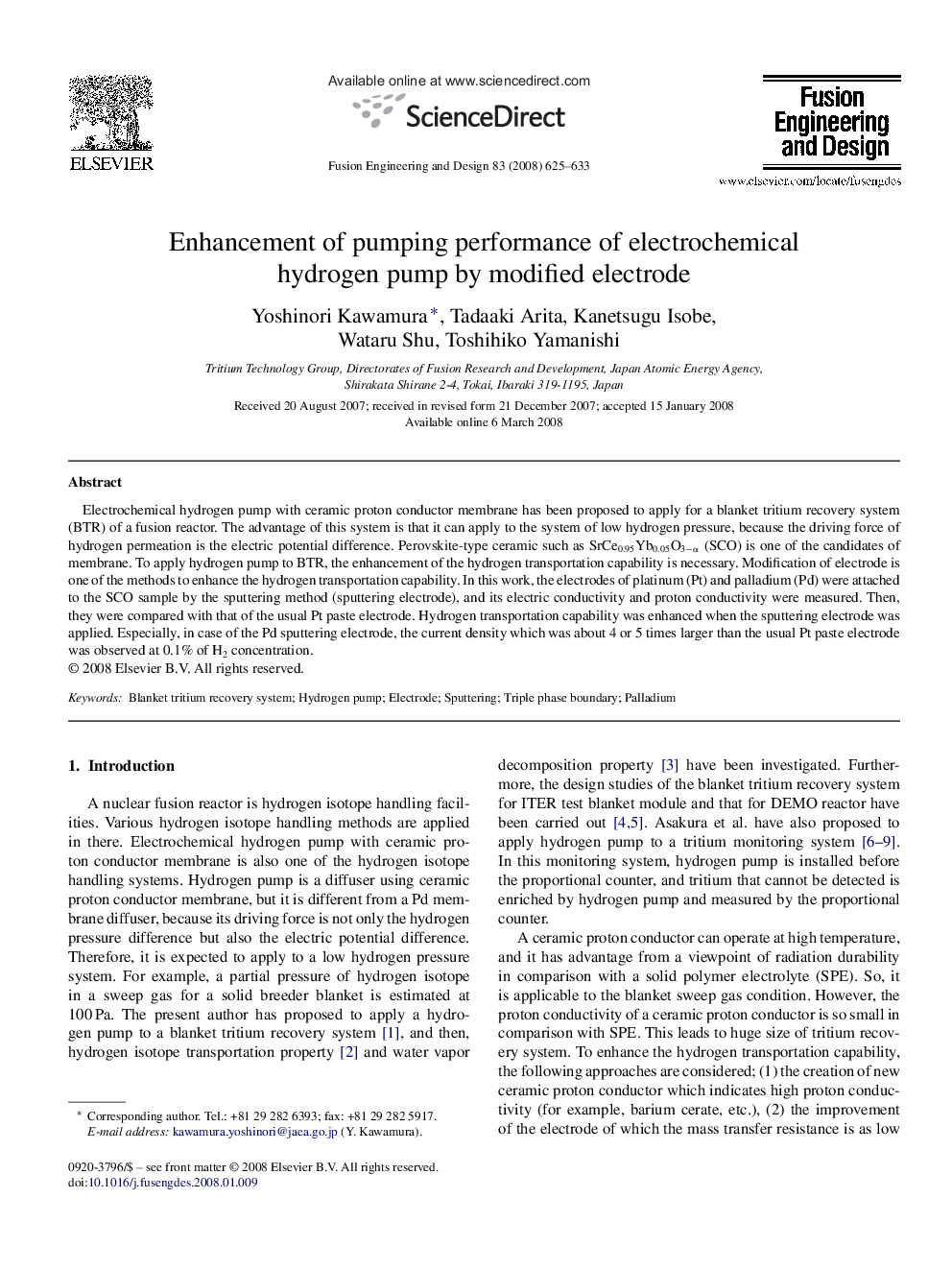 Enhancement of pumping performance of electrochemical hydrogen pump by modified electrode