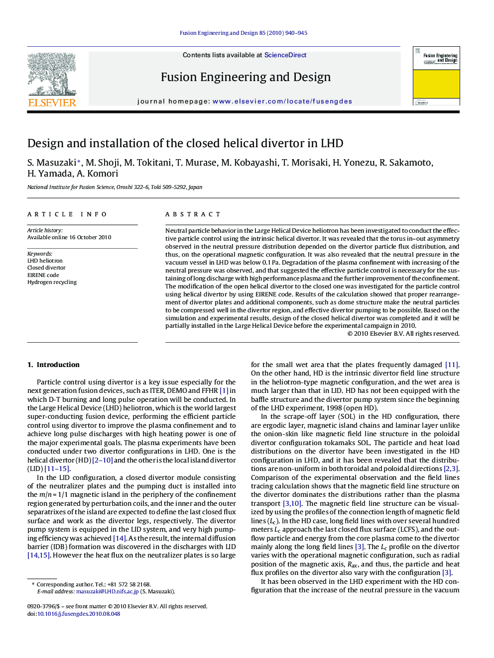 Design and installation of the closed helical divertor in LHD