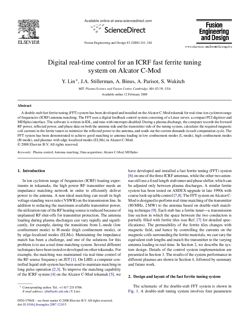 Digital real-time control for an ICRF fast ferrite tuning system on Alcator C-Mod