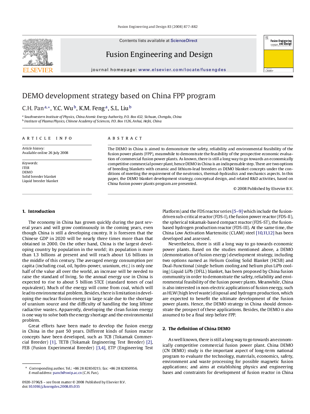 DEMO development strategy based on China FPP program