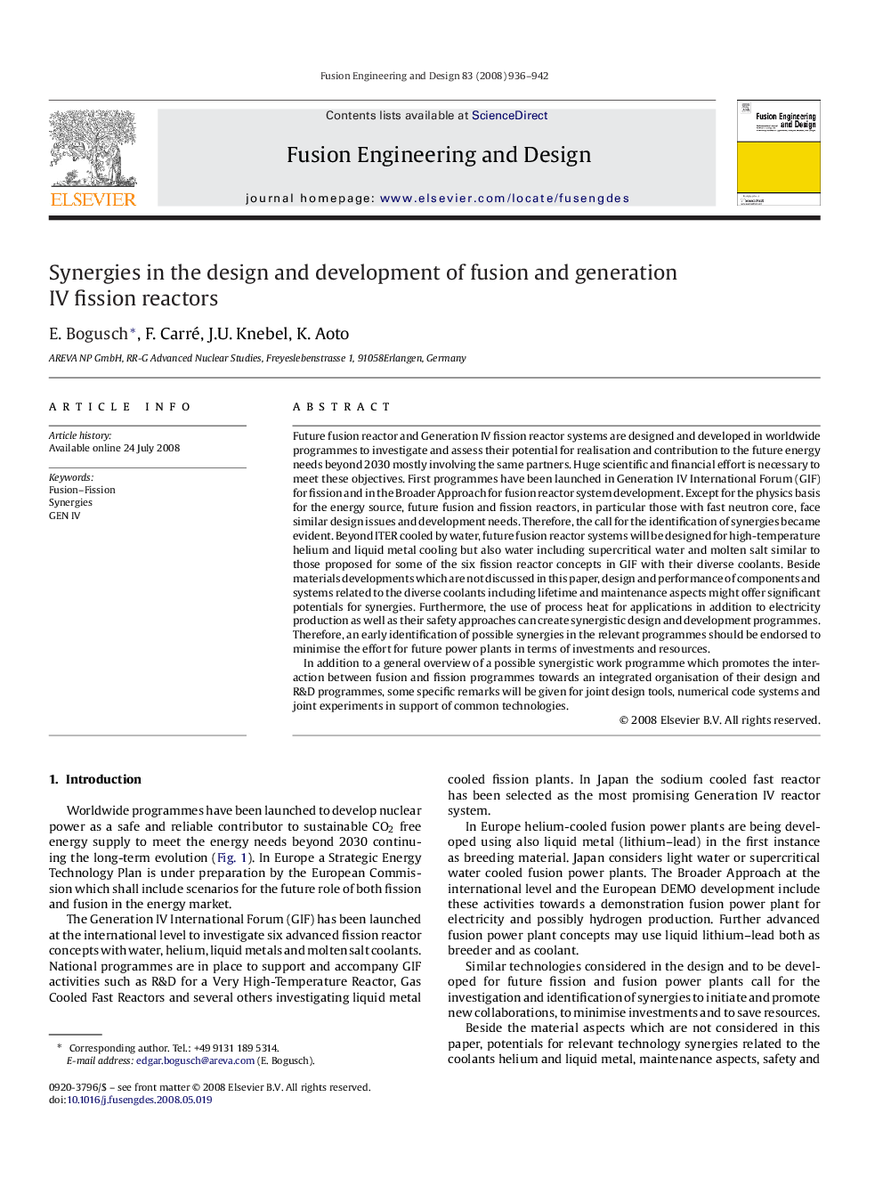 Synergies in the design and development of fusion and generation IV fission reactors