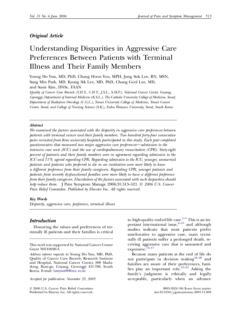 Understanding Disparities in Aggressive Care Preferences Between Patients with Terminal Illness and Their Family Members 