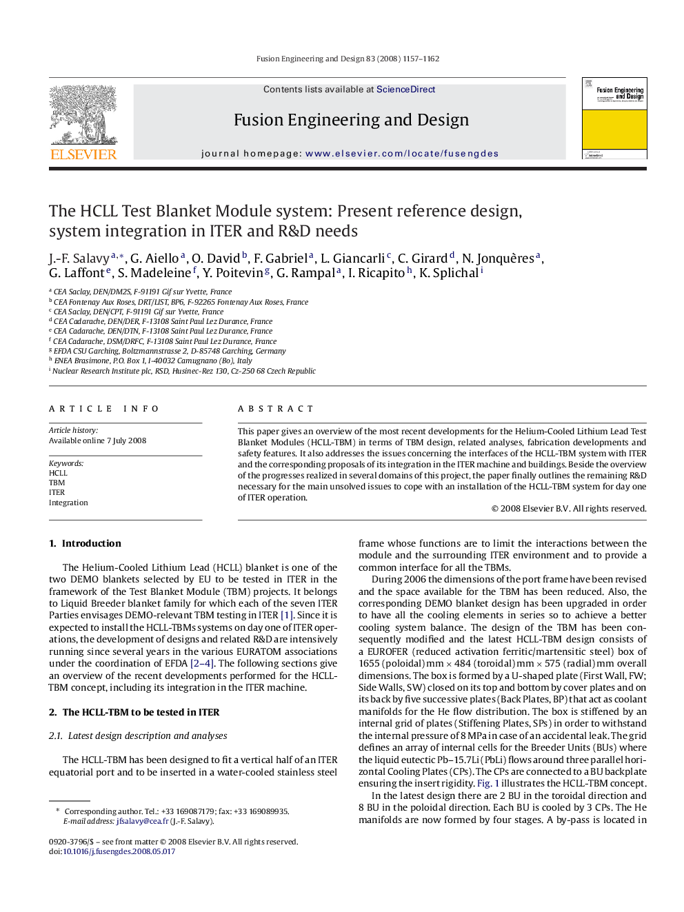 The HCLL Test Blanket Module system: Present reference design, system integration in ITER and R&D needs