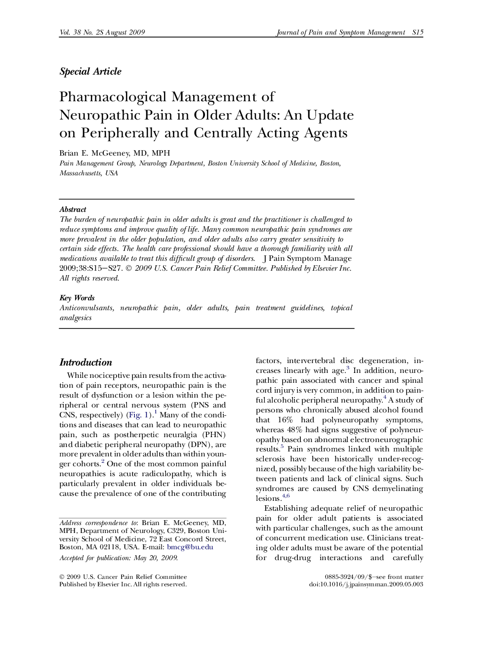 Pharmacological Management of Neuropathic Pain in Older Adults: An Update on Peripherally and Centrally Acting Agents