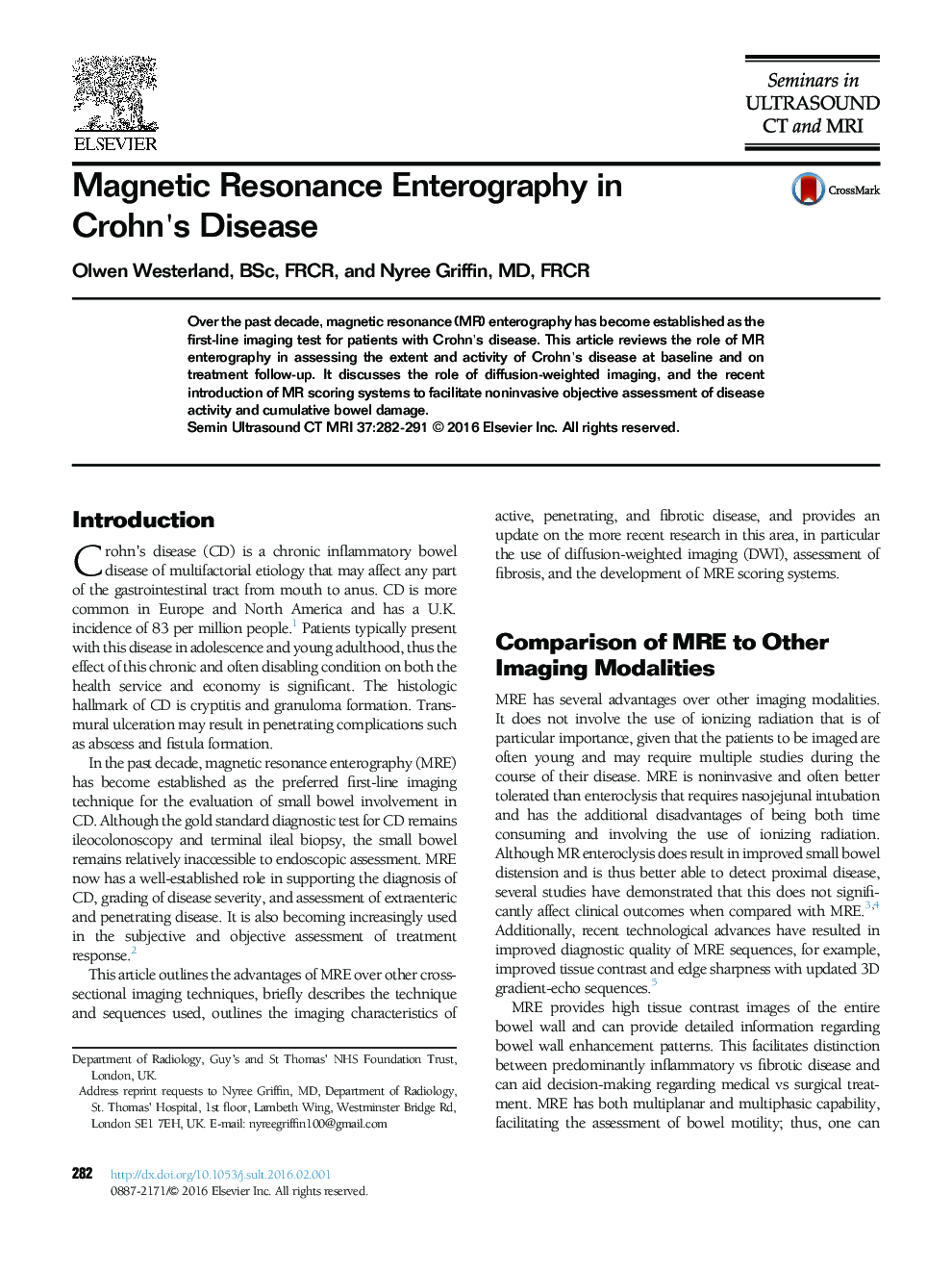 Magnetic Resonance Enterography in Crohn׳s Disease