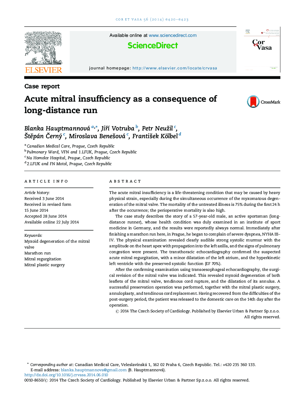 Acute mitral insufficiency as a consequence of long-distance run